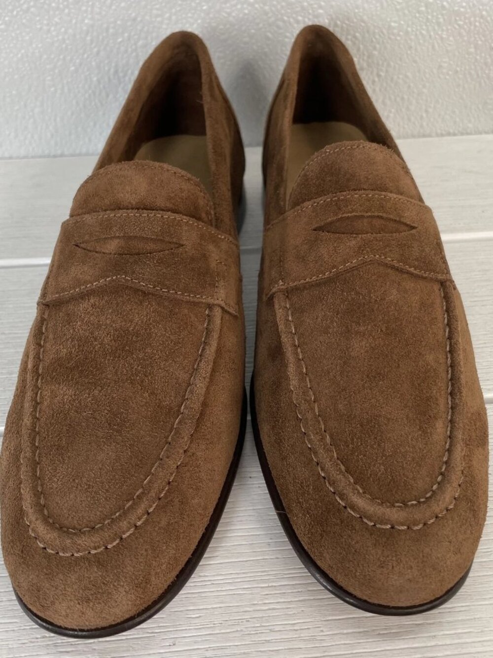 Jack Erwin Mens Size 7.5 D Edward Loafer Apron Front Brown Suede